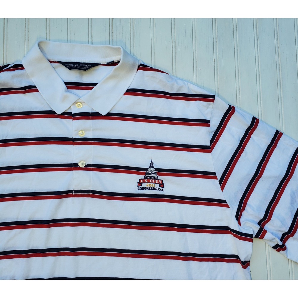 Polo Golf Ralph Lauren 2011 US Open Congressional‎ Pima Cotton Striped Shirt XXL